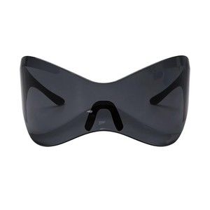 Black Futuristic Sunglasses for Men Women Oversized Wrap Around Shield Fashion